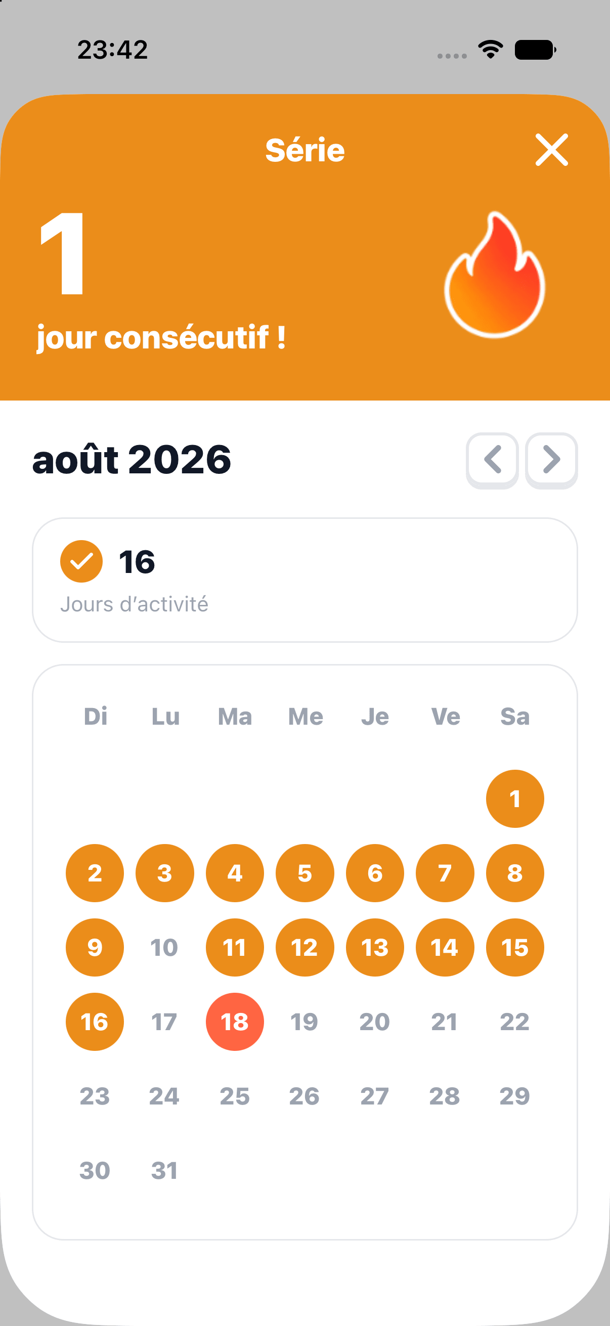 Calendrier de régularité d’étude dans Udiko